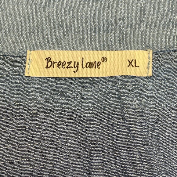 Breezy Lane Womens Button Up Tunic Top Size XL Blue Beachy Gauzy Cover Up Travel - Picture 10 of 11